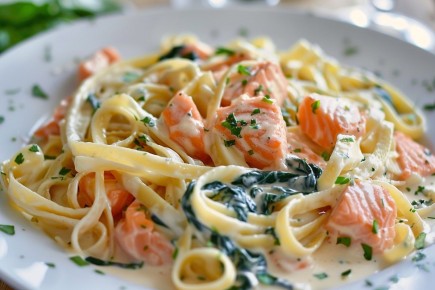 Быстрая паста с лососем и шпинатом: идеальное блюдо за 30 минут