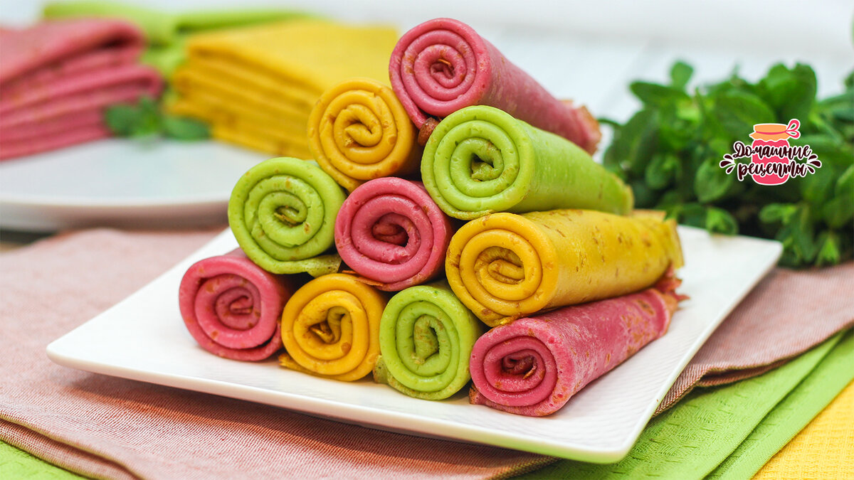 Разноцветные блинчики для яркой Масленицы