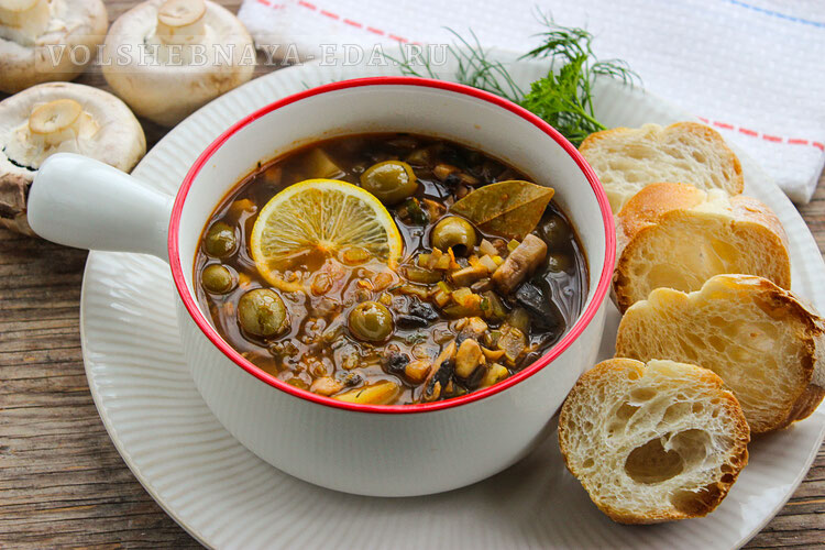 Грибная солянка с шампиньонами: вкусно и полезно