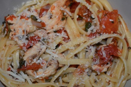 Ароматная паста баветте со шпинатом и индейкой: пошаговый рецепт